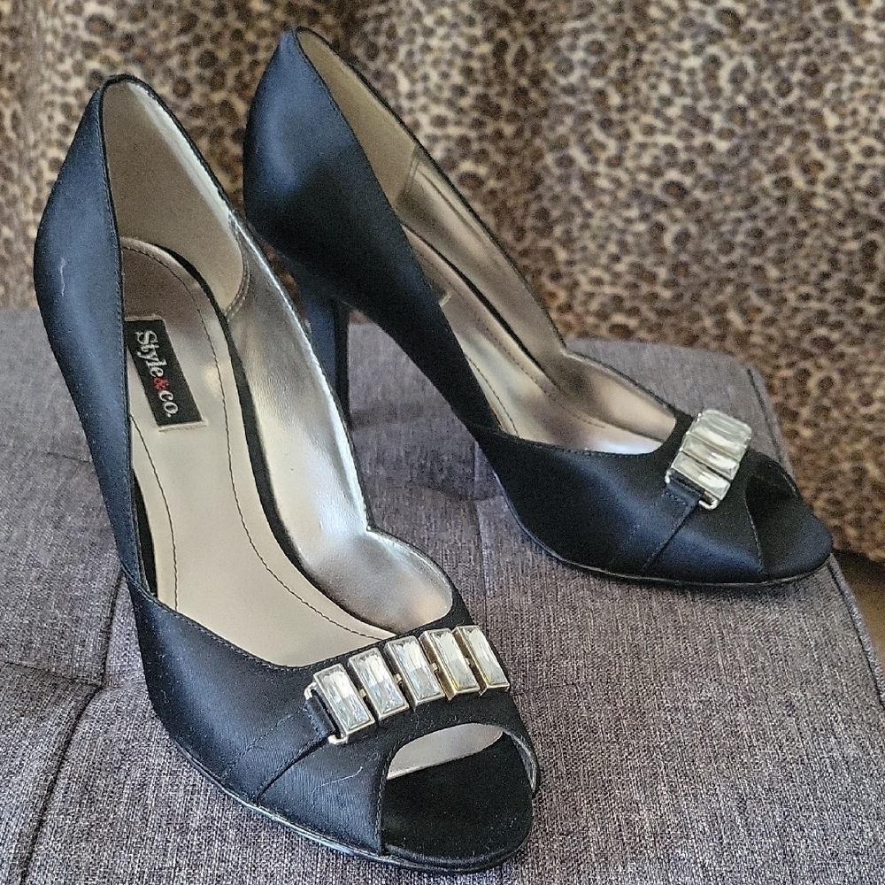 Style & Co. Black Heels with Silver Accents